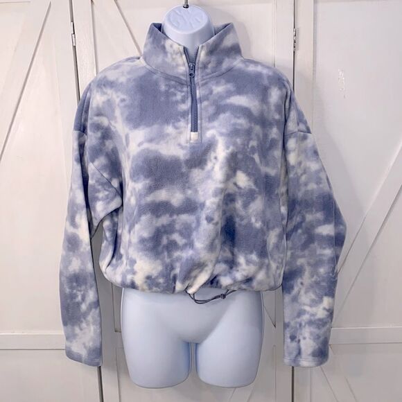 Hippie Rose Polar Fleece Cropped Pullover In Blue Luxe Size Large - Picture 1 of 12